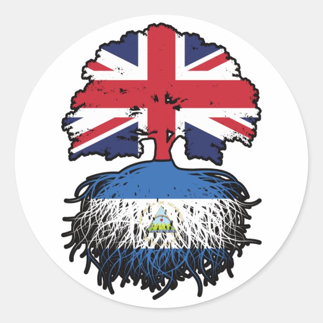 Adesivo Redondo Nicarágua, Nicarágua, Bandeira das Raízes das Árvo (Frente)