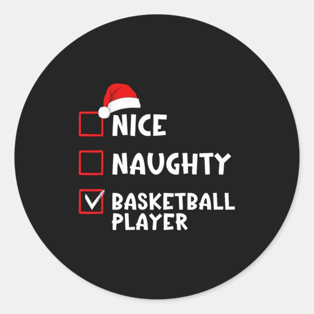 Adesivo Redondo Nice Naughty Basketball Player Funny Christmas Lis (Frente)