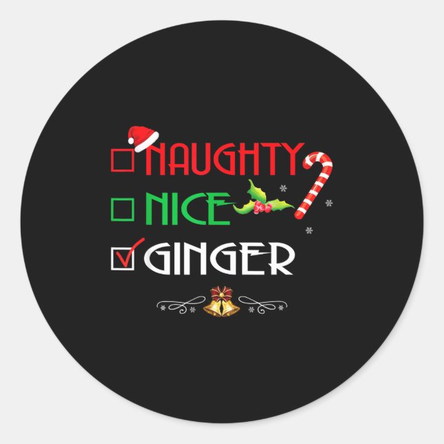Adesivo Redondo Nice Naughty Ginger Group Matching Christmas  (Frente)