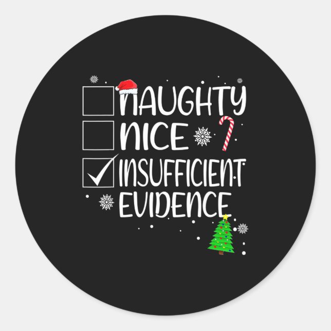 Adesivo Redondo Nice Naughty Insufficient Evidence Christmas Famil (Frente)