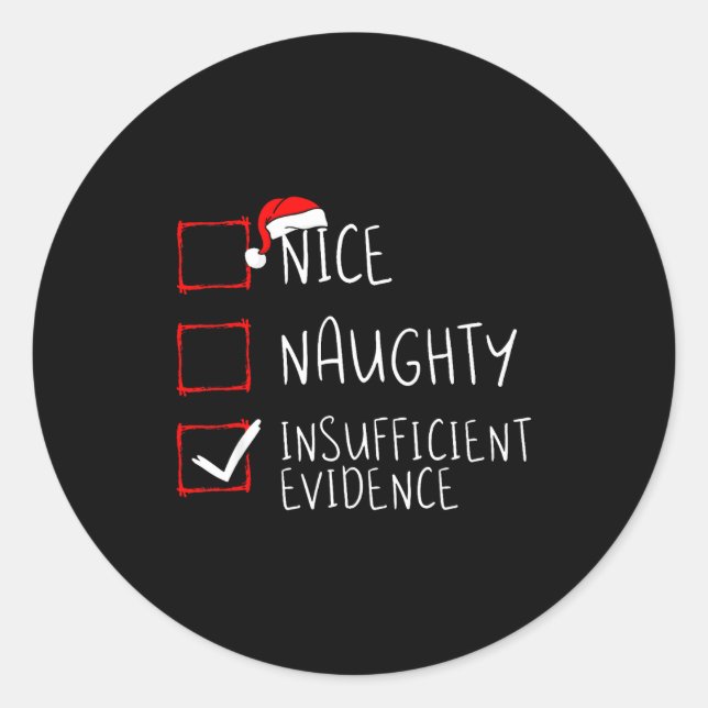 Adesivo Redondo Nice Naughty Insufficient Evidence Christmas Santa (Frente)