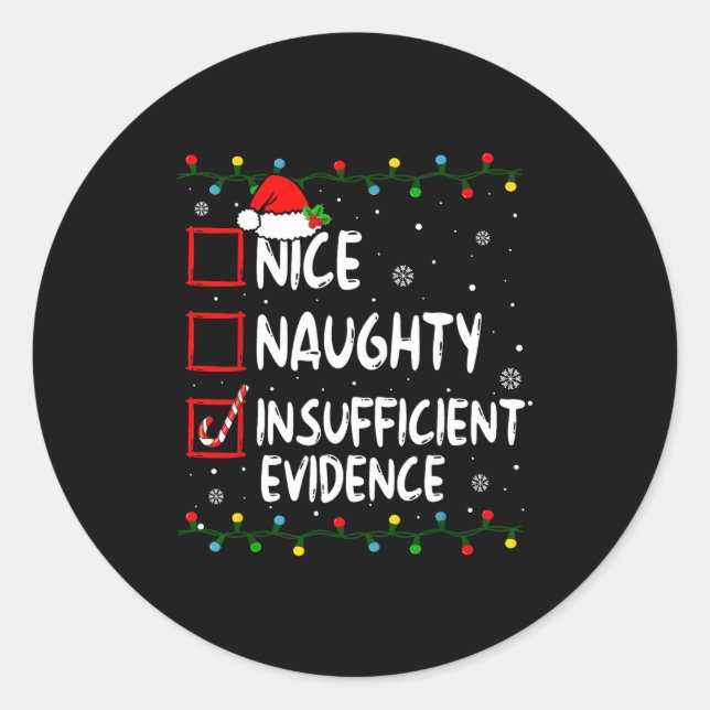 Adesivo Redondo Nice Naughty Insufficient Evidence Christmas Santa (Frente)