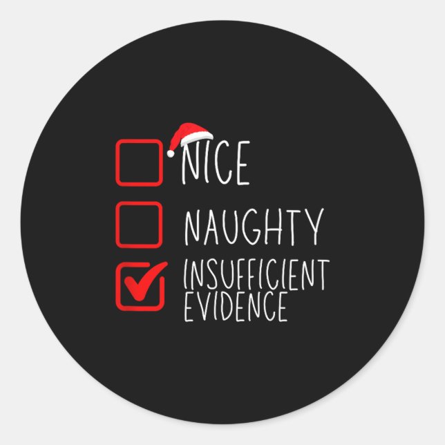 Adesivo Redondo Nice Naughty Insufficient Evidence Christmas Santa (Frente)