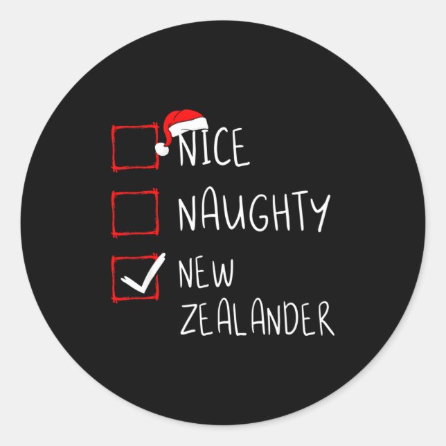 Adesivo Redondo Nice Naughty New Zealander Christmas New Zealand H (Frente)