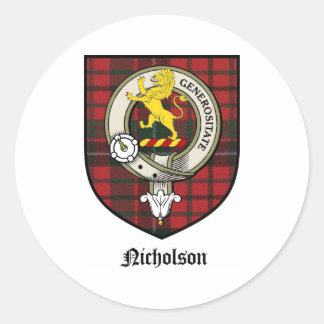 Adesivo Redondo Nicholson Clan Crest Crachá Tartan