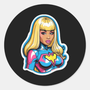 Adesivo Redondo Nicki Minaj Superherói Sticker