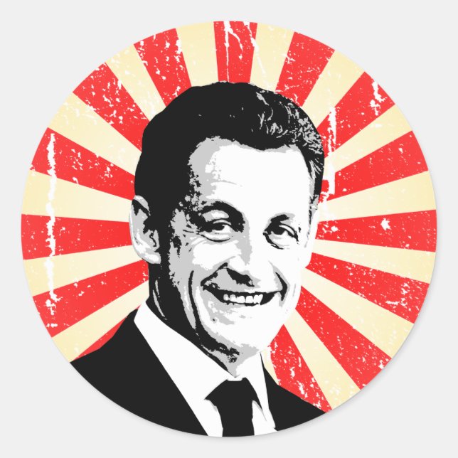 Adesivo Redondo Nicolas Sarkozy (Frente)