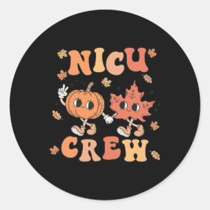 Adesivo Redondo NICU Crew Pumpkin Leaf Fall NICU Enfermeira Hallow