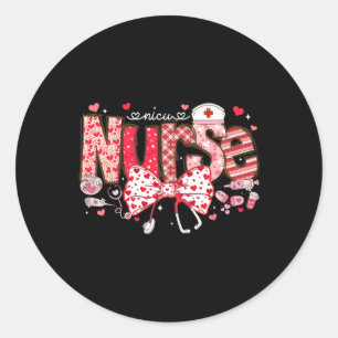 Adesivo Redondo Nicu Enfermeiro Stethoscope Arco Coquette Heart Va