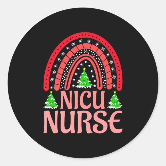 Adesivo Redondo Nicu Nurse Christmas Crew Nurselife Nursing Xmas P (Frente)