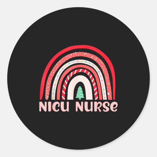 Adesivo Redondo Nicu Nurse Neonatal Tiny Crew Christmas Holiday Nu (Frente)