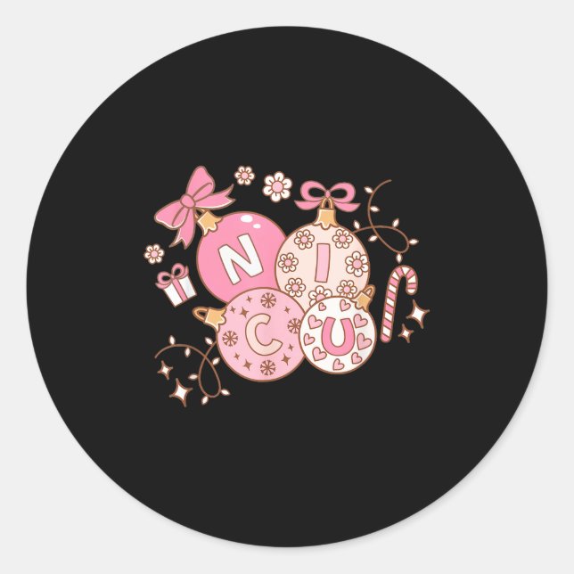 Adesivo Redondo Nicu Nurse Nk Christmas Retro Neonatal Intensive C (Frente)