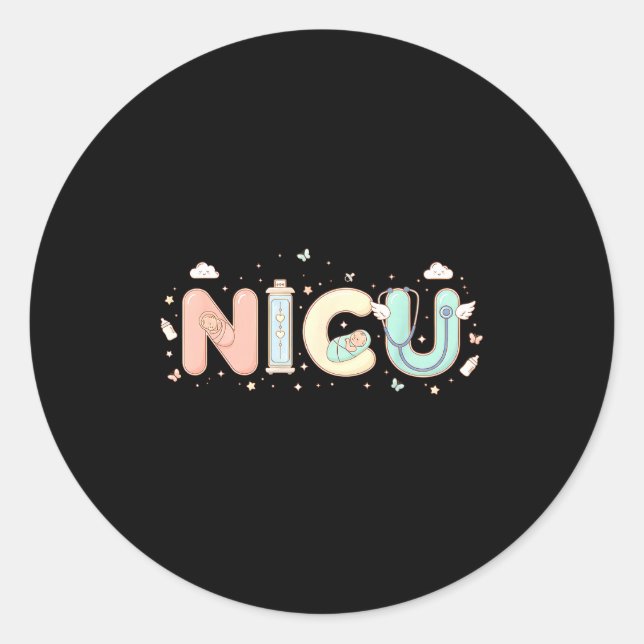 Adesivo Redondo Nicu Nurse Valentine's Day Heart Stethoscope Scrub (Frente)