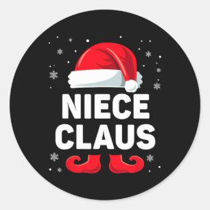 Adesivo Redondo Niece Claus Christmas Matching Family Group Engraç