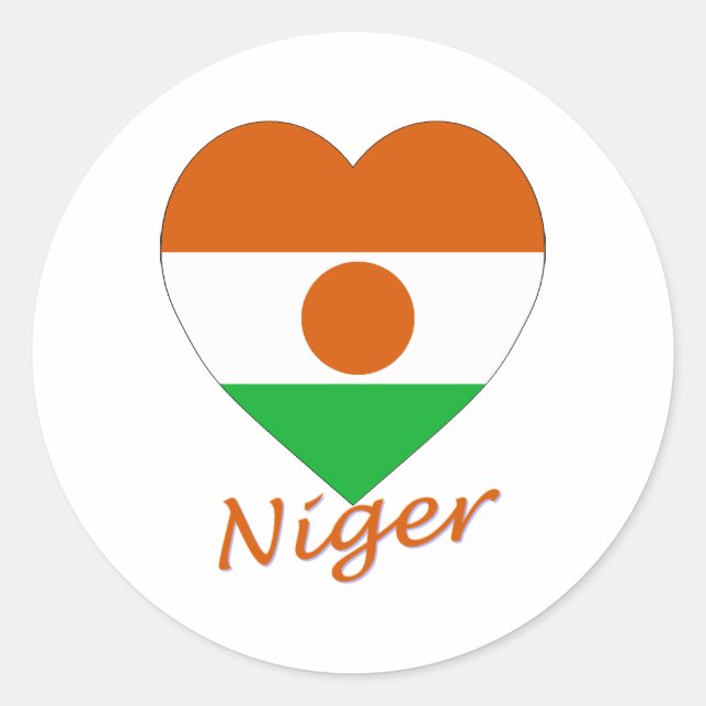 Adesivo Redondo Niger Flag Heart (Frente)