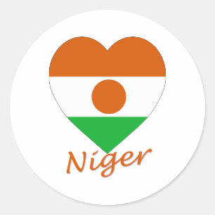 Adesivo Redondo Niger Flag Heart