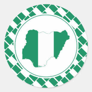 Adesivo Redondo NIGÉRIA FLAG Map Nigeriano Na moda Patriótico