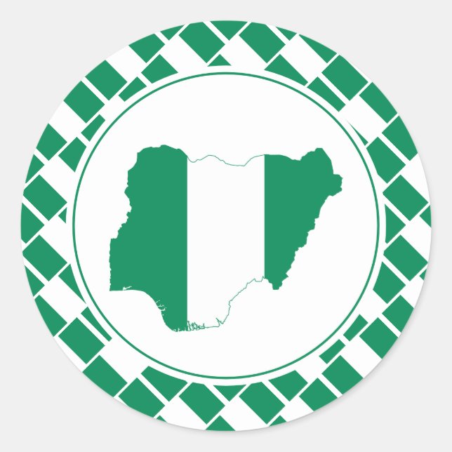 Adesivo Redondo NIGERIA FLAG Nigerian Map Na moda Patriotic (Frente)