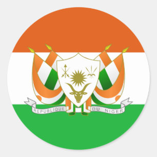 Adesivo Redondo Nigerien Flag & Casaco de Braços, Flag of Níger
