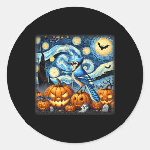 Adesivo Redondo Night Blue Jay Halloween