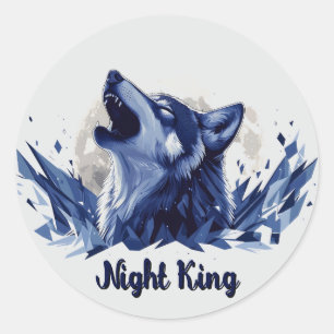 Adesivo Redondo Night King - Howling Wolf com Lua