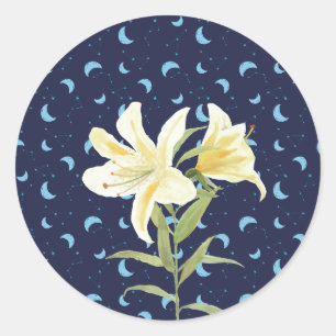 Adesivo Redondo Night Moon Casablanca Lily