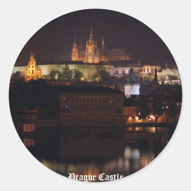 Adesivo Redondo Night Prague Castle Sticker (Frente)