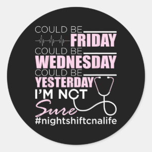 Adesivo Redondo Night Shift Cna Life - Certified Nu
