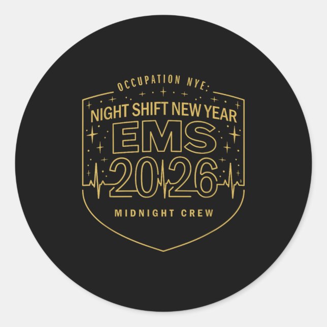 Adesivo Redondo Night Shift New Year Ems 2026 Midnight Crew  (Frente)