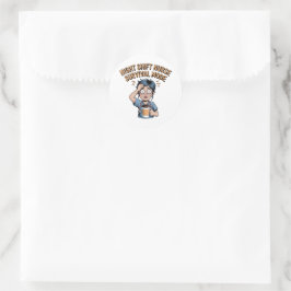 Adesivo Redondo Night Shift Nurse Survival Mode Funny Nurse Sticke