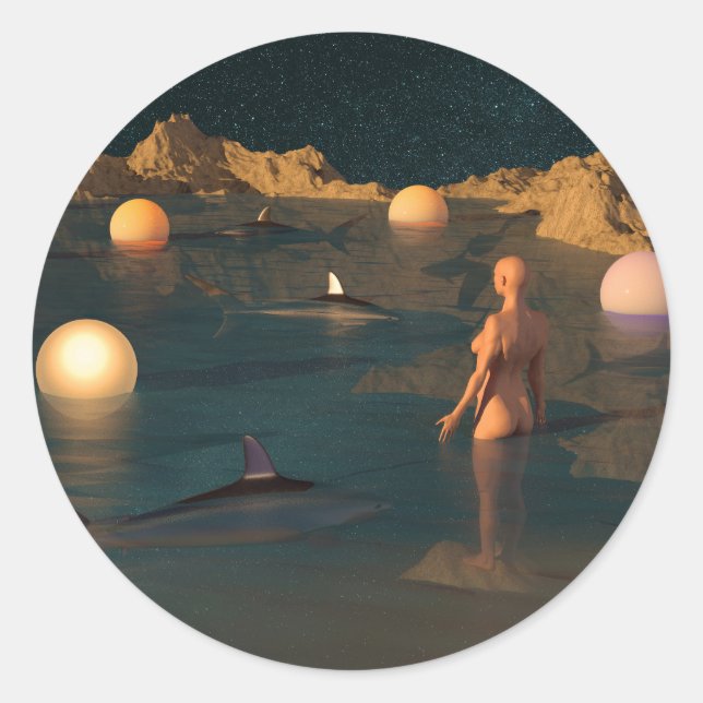 Adesivo Redondo Night Swimming (Frente)
