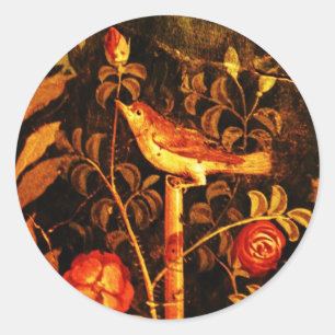 Adesivo Redondo NIGHTINGING COM ROSA Amarelo Vermelho