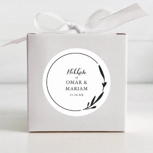 Adesivo Redondo Nikkah Elegant Black & White Cote Botânica