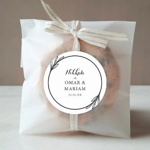 Adesivo Redondo Nikkah Elegant Black White Wedor Favor