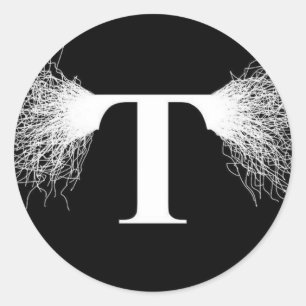 Adesivo Redondo Nikola Tesla - bobina de Tesla - relâmpago