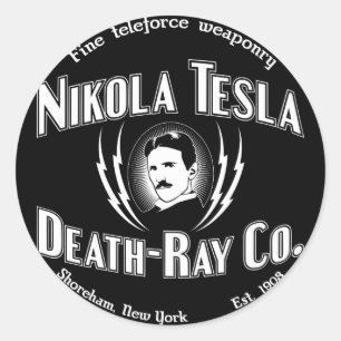 Adesivo Redondo Nikola Tesla Death-Ray Co.