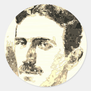 Adesivo Redondo Nikola Tesla Desenho Em Sepia