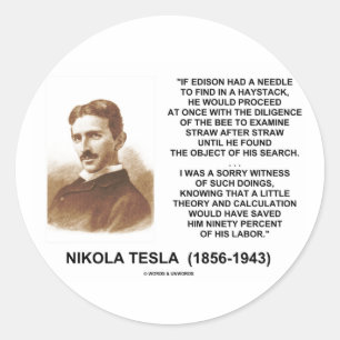Adesivo Redondo Nikola Tesla Edison Agulha Haystack Theory Cote