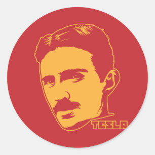 Adesivo Redondo Nikola Tesla Portrait