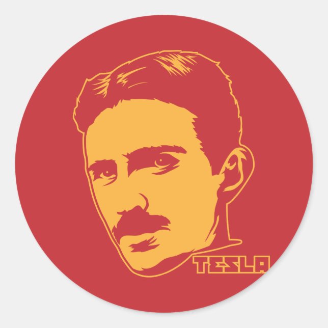 Adesivo Redondo Nikola Tesla Portrait (Frente)