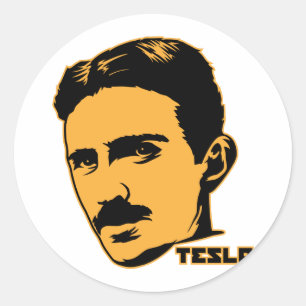 Adesivo Redondo Nikola Tesla Portrait Sticker