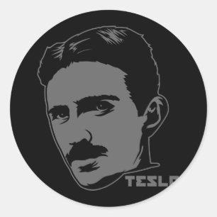 Adesivo Redondo Nikola Tesla Portrait Sticker
