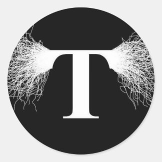 Adesivo Redondo Nikola Tesla - Tesla Coil - Relâmpagos