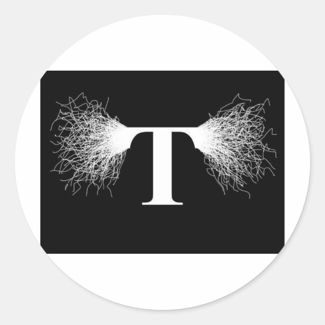 Adesivo Redondo Nikola Tesla - Tesla Coil - Relâmpagos (Frente)