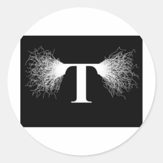 Adesivo Redondo Nikola Tesla - Tesla Coil - Relâmpagos