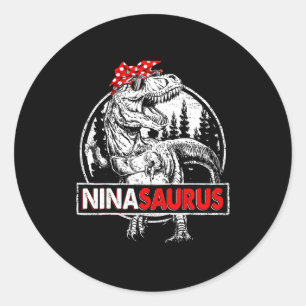 Adesivo Redondo Ninasaurus t rex dinossauro nina saurus dia das mã