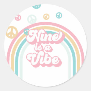 Adesivo Redondo Nine is a Vibe Retro Verão Arco-íris