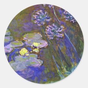 Adesivo Redondo Ninféias Agapanto de Claude Monet