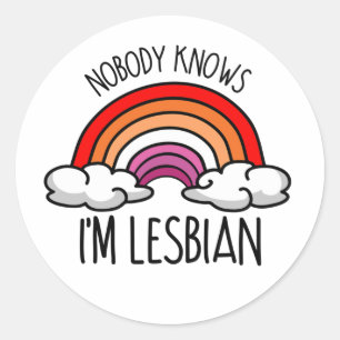 Adesivo Redondo NINGUÉM SABE QUE SOU LESBIANO T-Shirt