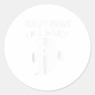 Adesivo Redondo Ninguém Sabe Que Sou Um Fantasma Caçando Halloween